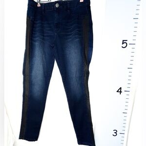 A.n.a Jegging Blue Jeans Faux Leather Stripe Whiskered 32/14